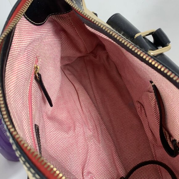 DOONEY BOURKE Monogram Logo Canvas Leather Shoulder Bag Satchel Double Pockets - Picture 14 of 16